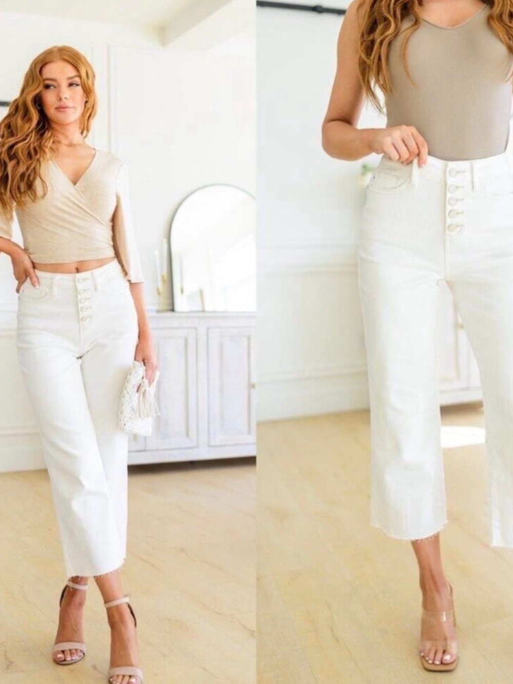 Judy Blue High-Waist White Button-Fly Crop Jeans 14W